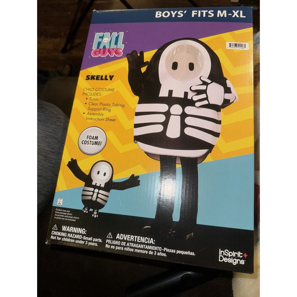 Fall Guys Skelly Skeleton Tunic Boys Halloween Costume Size Med Lg XL